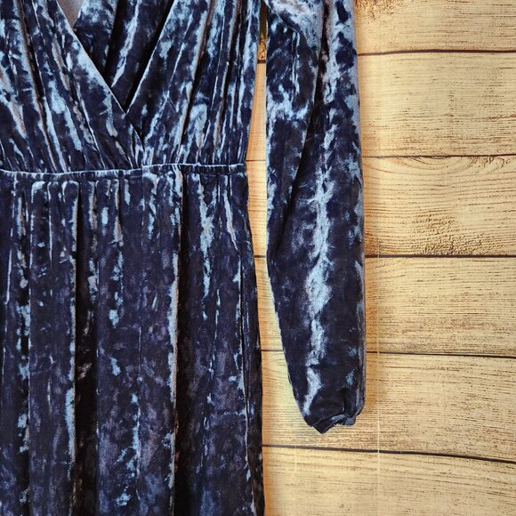 Modcloth Dress Size Small Totally Crushed It Velvet Mini Dress Velour Slate Blue - Picture 4 of 16